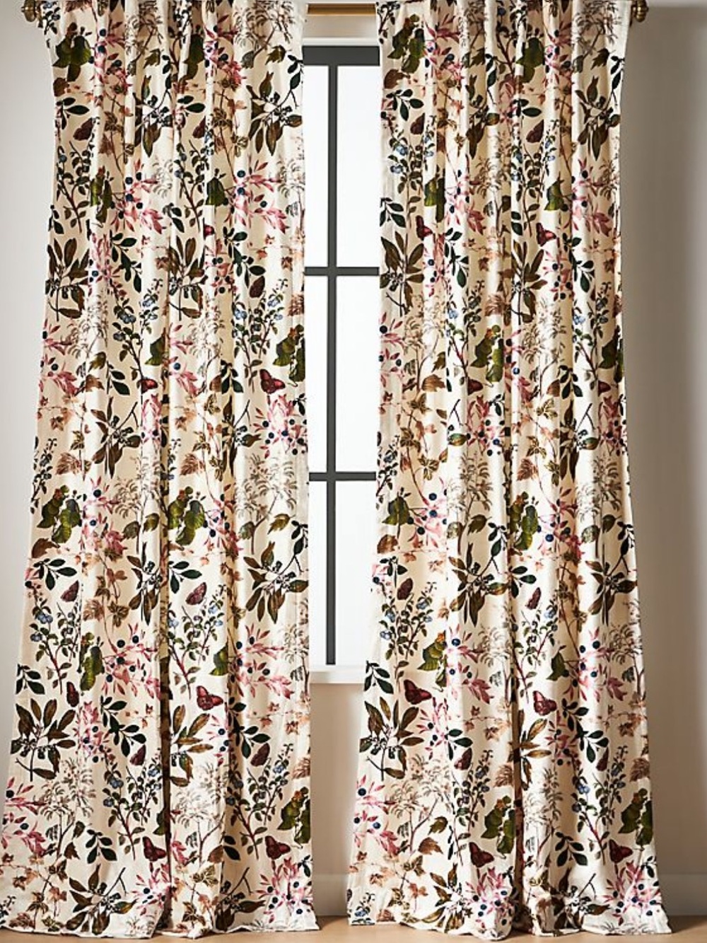 Anthropologie Lorena Printed Velvet Curtain Single
